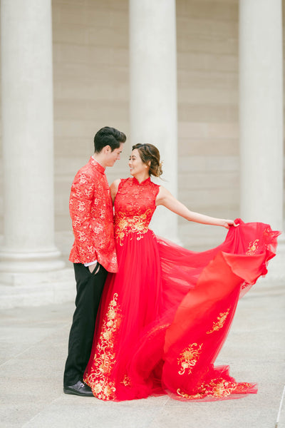East Meets Dress Brocade Dragon Tang Suit, Chinese Wedding Groom Outfit Ideas