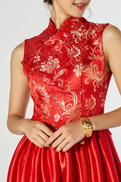 Chinese-Wedding-Dress-Modern-Qipao-Phoenix-Brocade-Fabric