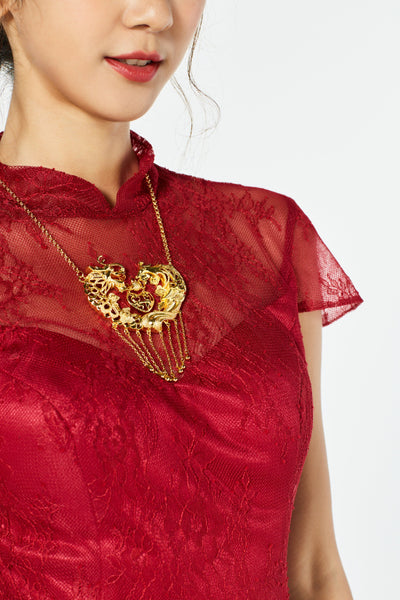 East Meets Dress Chinese Wedding Dress Accessory, Chinese Gold Necklace